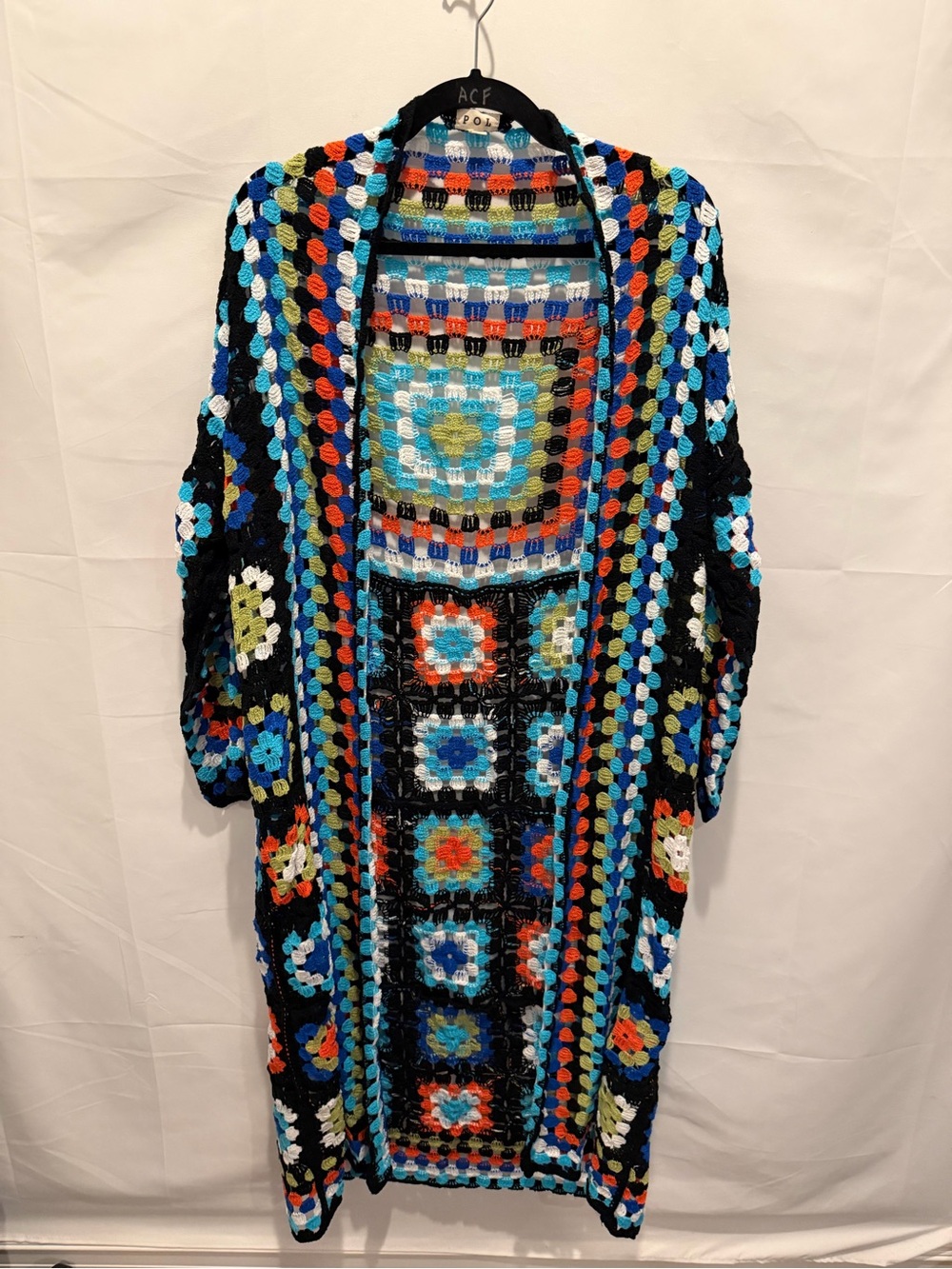 Brand new POL grannysquare Crochet Open-Front duster.one size.boho,cottagecore